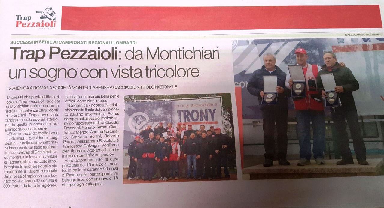 Trap Pezzaioli: da Montichiari un sogno con vista tricolore
